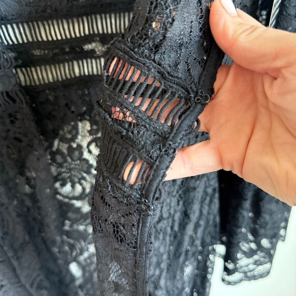 Boston Proper Black Lace Bell Sleeve Duster Cardigan Whimsy Goth Faerie Witchy - Picture 8 of 16